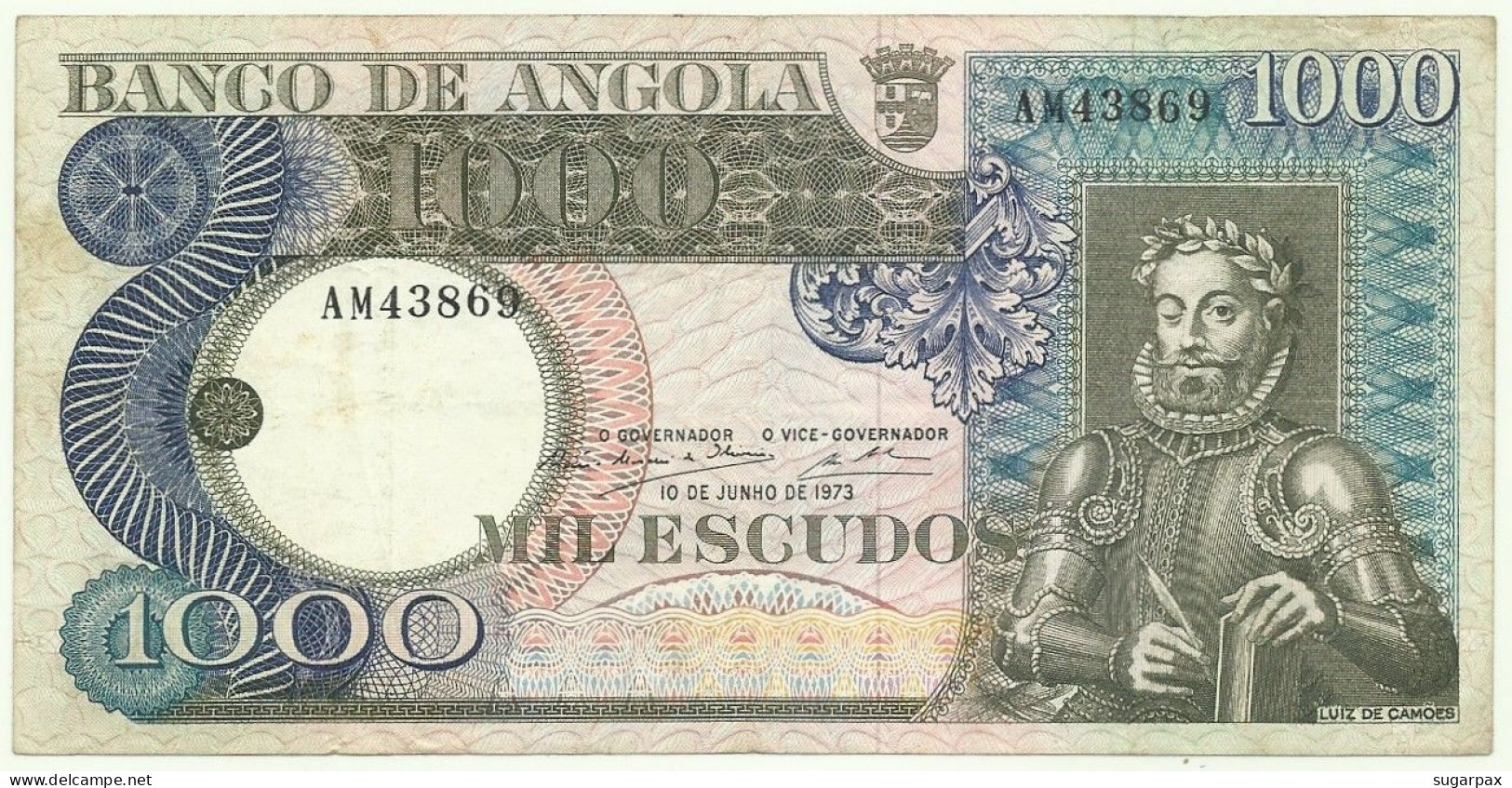 Angola - 1000 Escudos - 10.6.1973 - Pick: 108 - Serie AM - Luiz De Camões - PORTUGAL - 1.000 - Angola