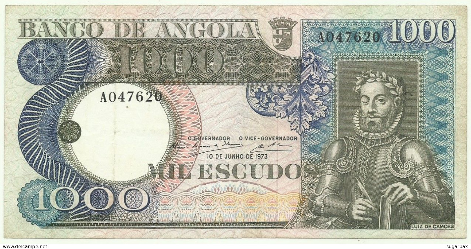 Angola - 1000 Escudos - 10.6.1973 - Pick: 108 - Serie AO - Luiz De Camões - PORTUGAL - 1.000 - Angola