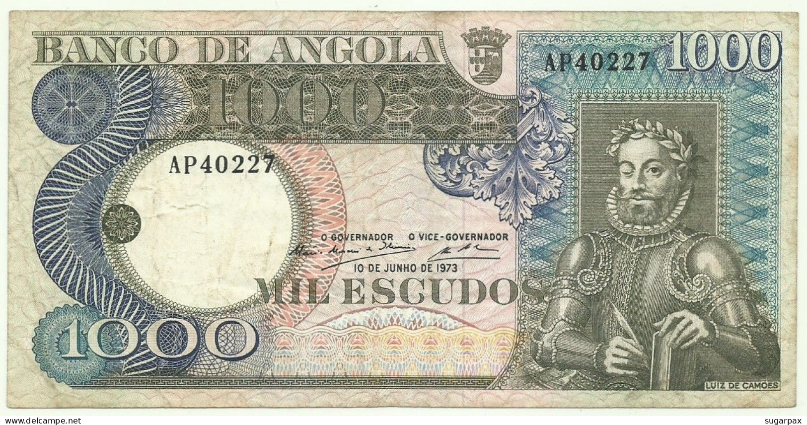 Angola - 1000 Escudos - 10.6.1973 - Pick: 108 - Serie AP - Luiz De Camões - PORTUGAL - 1.000 - Angola