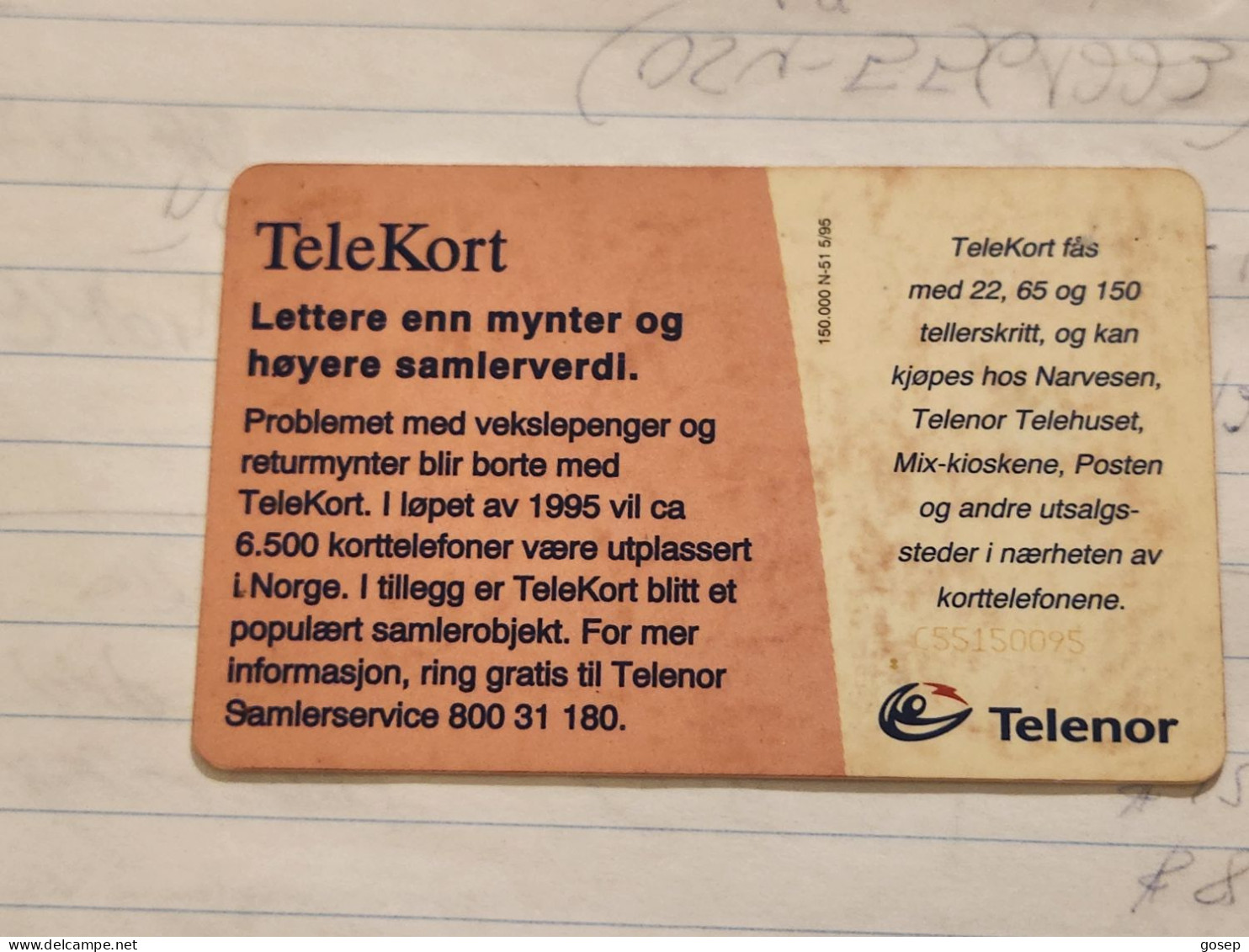 Norway-(N-051)-Rode Bukser-(22 Tellerskritt)-(55)-(C55150075)-used Card+1card Prepiad Free - Norvegia