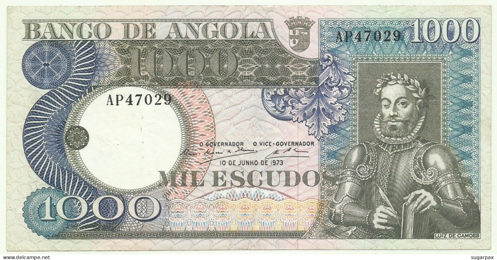 Angola - 1000 Escudos - 10.6.1973 - Pick: 108 - Serie AP - Luiz De Camões - PORTUGAL - 1.000 - Angola