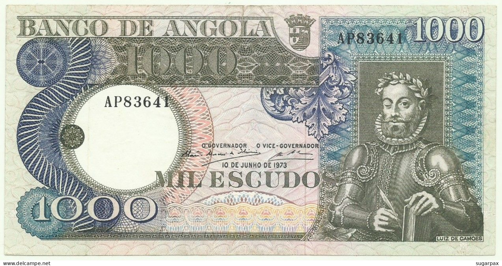 Angola - 1000 Escudos - 10.6.1973 - Pick: 108 - Serie AP - Luiz De Camões - PORTUGAL - 1.000 - Angola