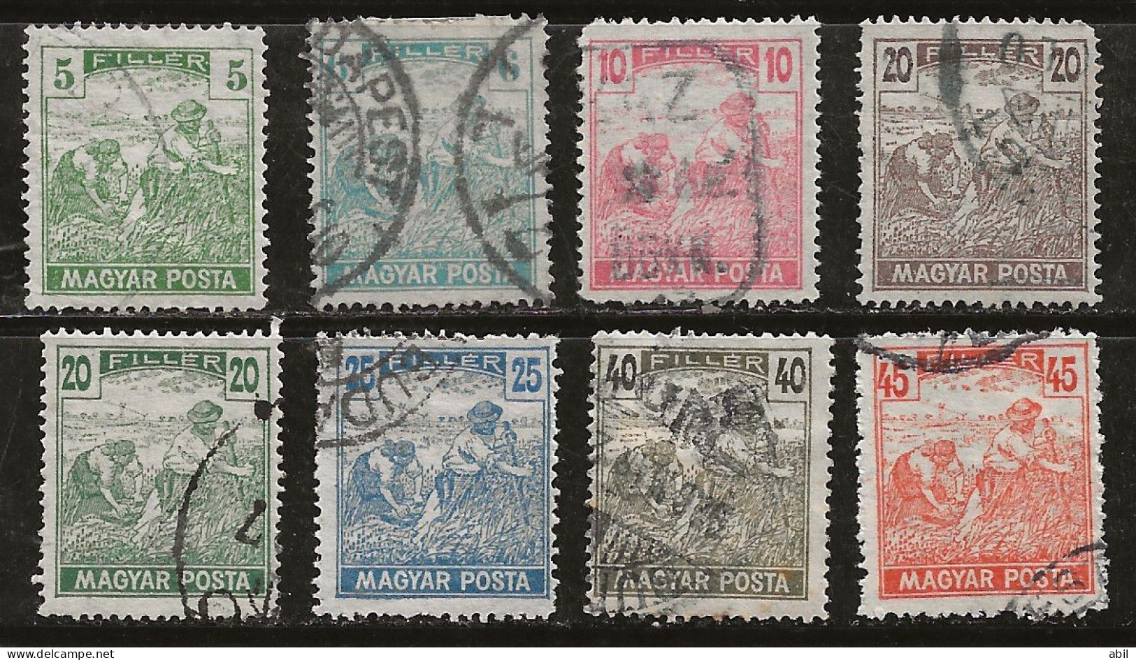 Hongrie 1919-1920 N°Y.T. :  8 Valeurs Série 219 à 228 Obl. - Usati