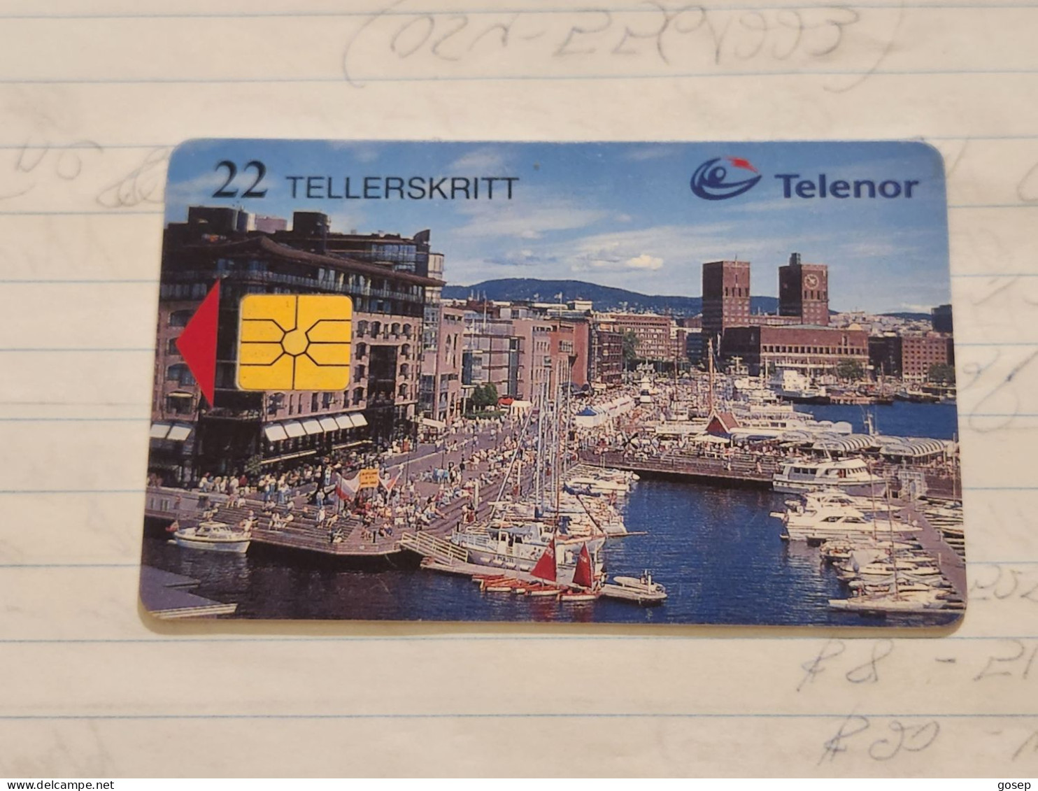 Norway-(N-055)-Aker Brygge-(22 Tellerskritt)-(56)-(?)-used Card+1card Prepiad Free - Norvegia