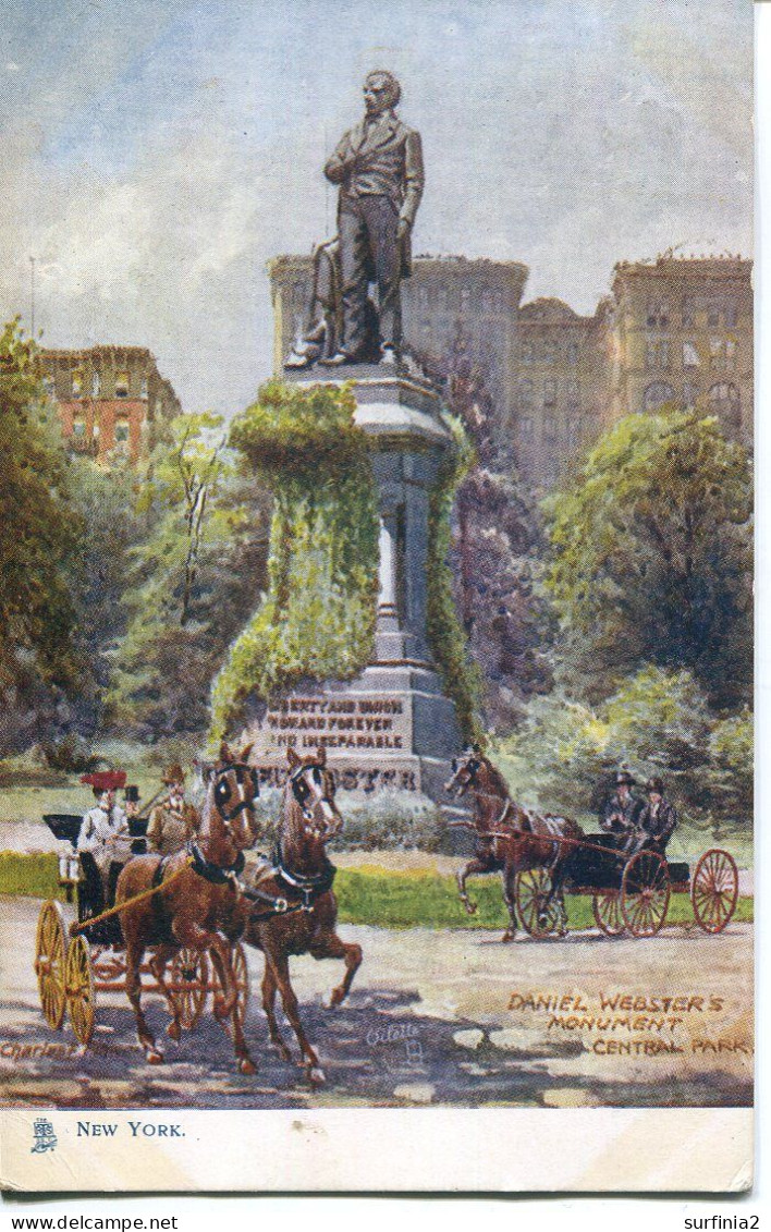 TUCKS OILETTE  - 7245 - NEW YORK, CENTRAL PARK, DANIEL WEBSTER'S MONUMENT By CHARLES FLOWER - Central Park
