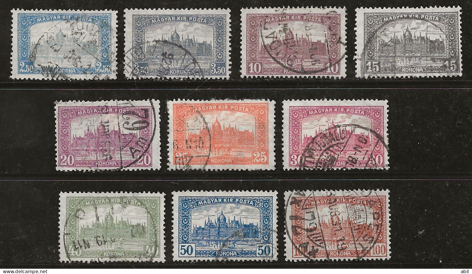 Hongrie 1920-1923 N°Y.T. :  302 à 311 Obl. - Usati