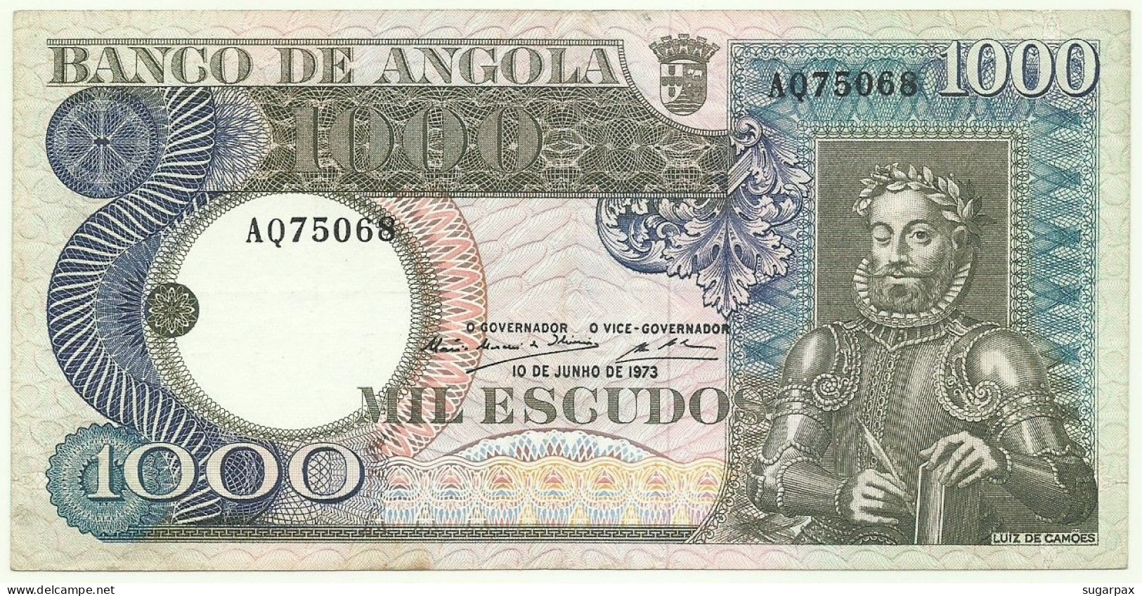 Angola - 1000 Escudos - 10.6.1973 - Pick: 108 - Serie AQ - Luiz De Camões - PORTUGAL - 1.000 - Angola