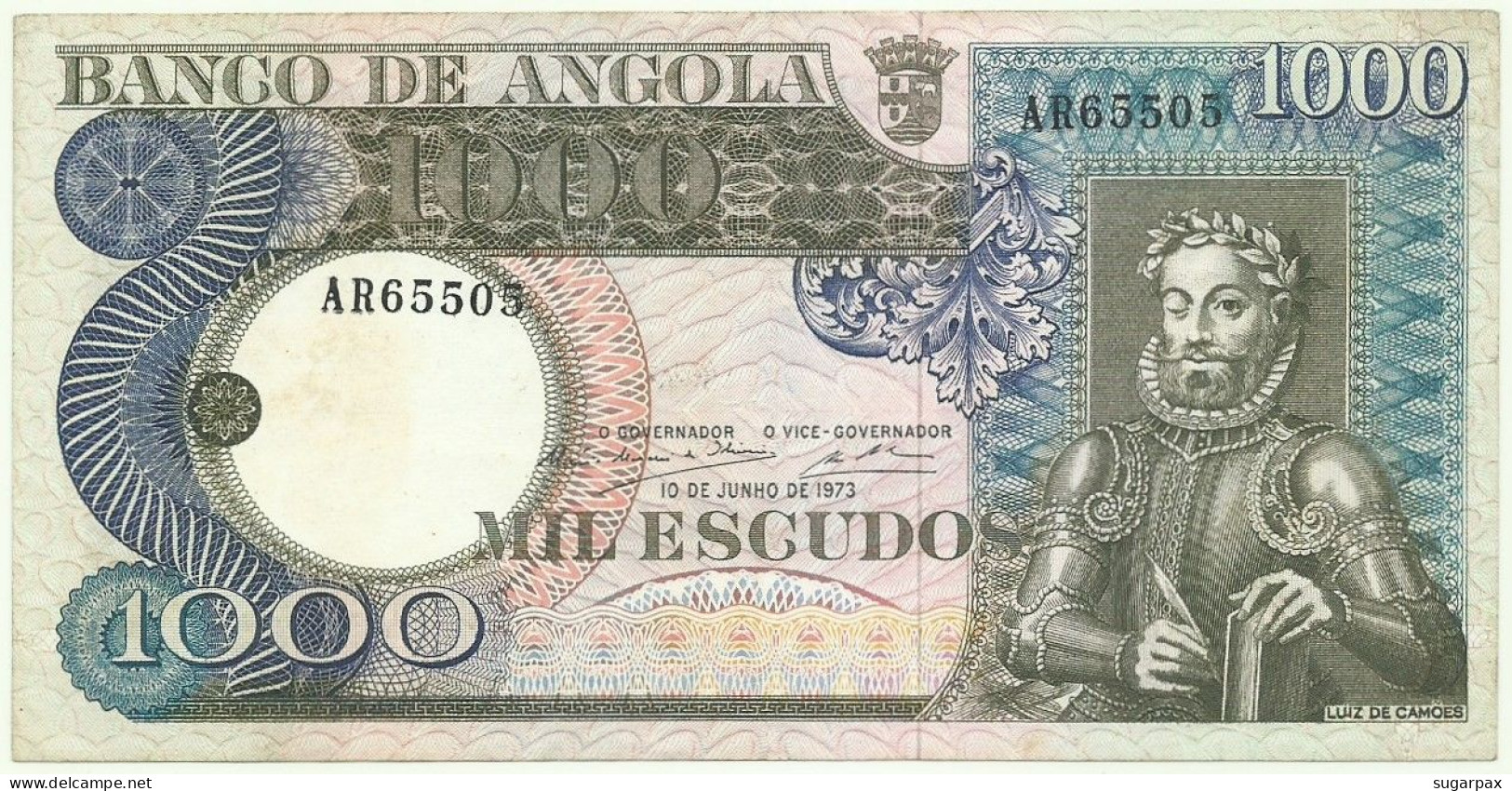 Angola - 1000 Escudos - 10.6.1973 - Pick: 108 - Serie AR - Luiz De Camões - PORTUGAL - 1.000 - Angola