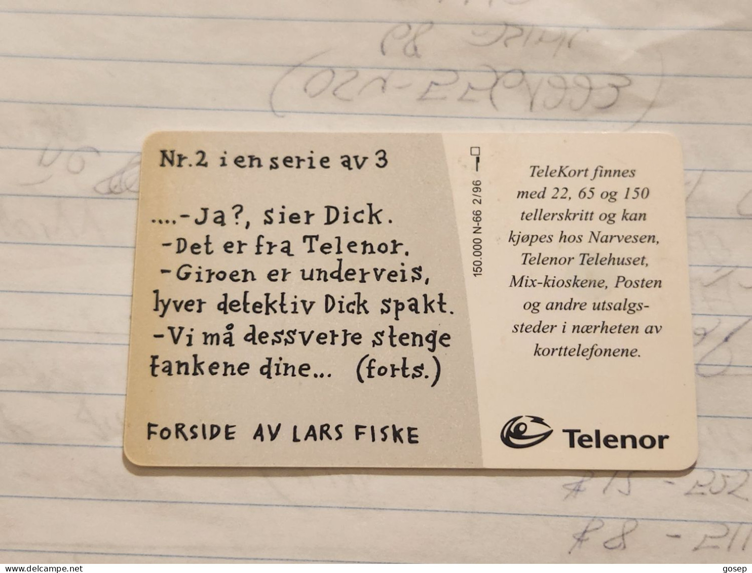 Norway-(N-066)-FISKE-(22 Tellerskritt)-(58)-(tirage-150.000)-used Card+1card Prepiad Free - Norway
