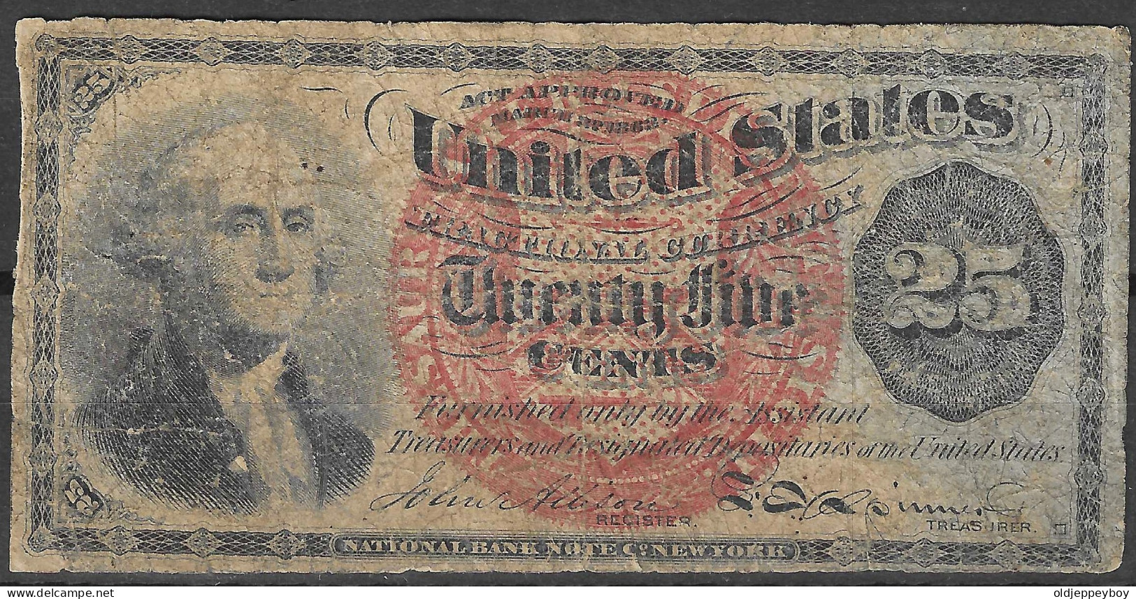 Usa U.s.a. UNITED STATES OF AMERICA  1874 US Fractional Currency  25c Fourth Issue George Washington - 1874-1875 : 5° Edición
