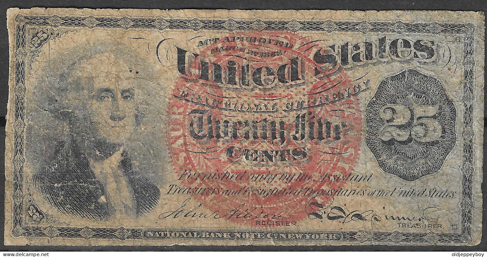 Usa U.s.a. UNITED STATES OF AMERICA  1874 US Fractional Currency  25c Fourth Issue George Washington - 1874-1875 : 5a Edizione