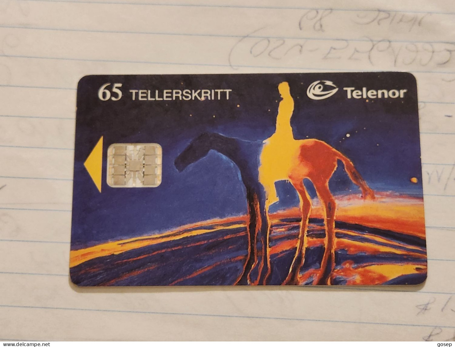 Norway-(N-080)-Himmelrytter-(65 Tellerskritt)-(60)-(C6A167956)-used Card+1card Prepiad Free - Norway