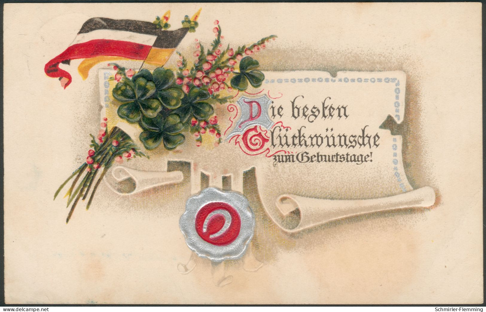 Postkarte WWI Die Besten Glückwünsche Zum Geburtstage Farbig, Barmstedt 1917 Orig. Gelaufen N. Cöln/Deutz, II - Geburtstag