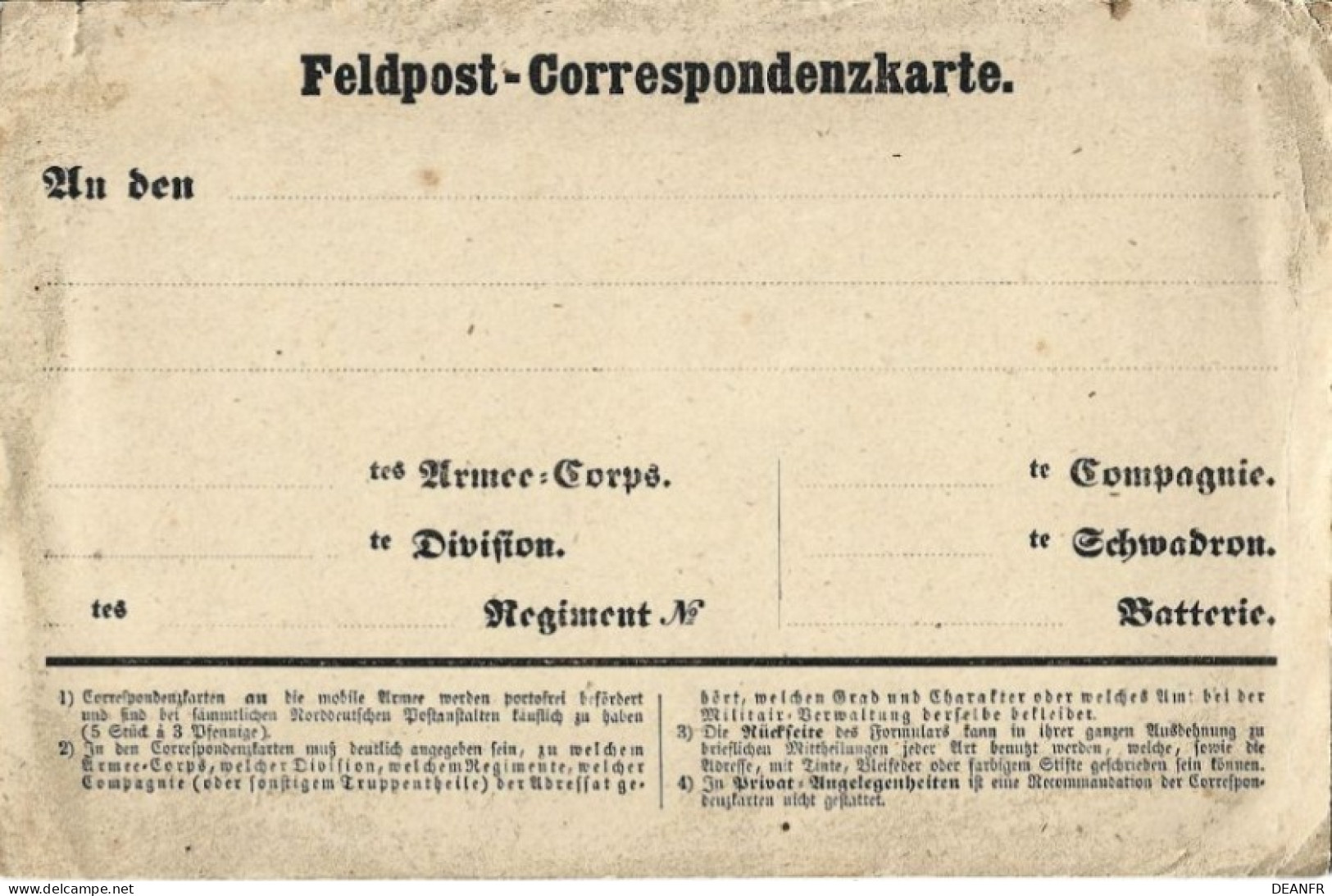 D - Allemagne : Feldpost-Corresponddenzkarte. - Autres & Non Classés