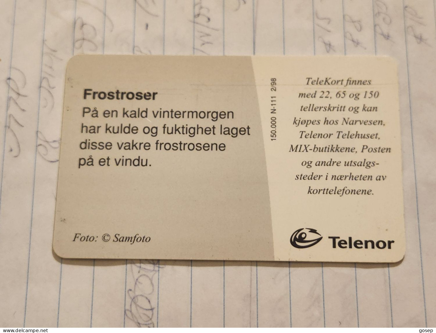 Norway-(N-109)-Frostroser-(65 Tellerskritt)-(67)-(tirage-150.000)-used Card+1card Prepiad Free - Norwegen