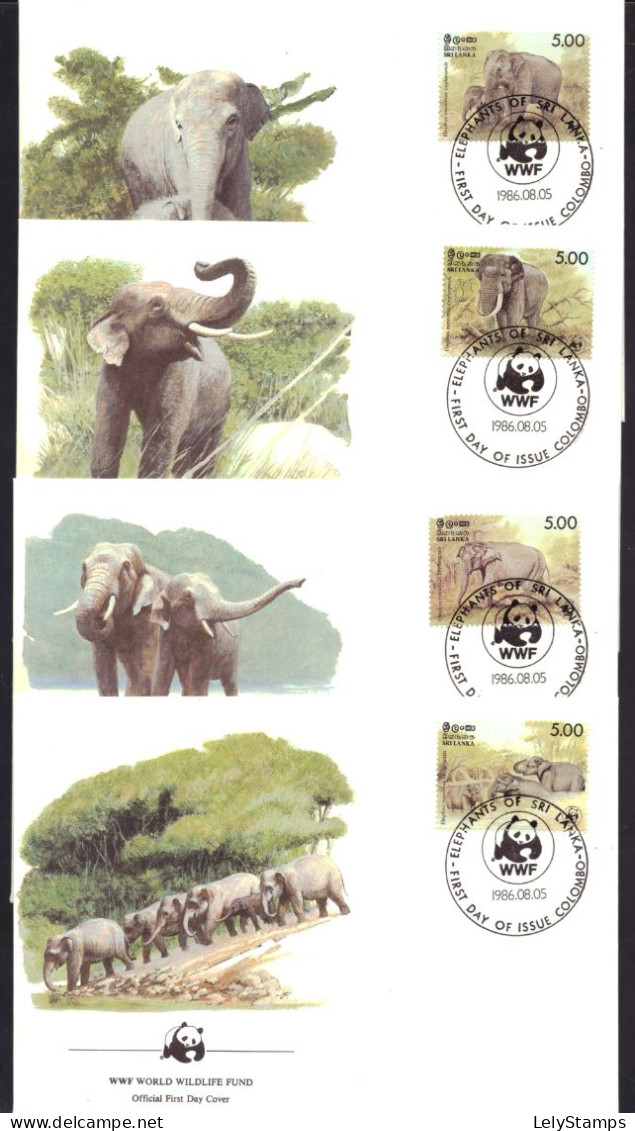 Sri Lanka 753 T/m 756 FDC WWF WNF Animals Nature (1986) - Sri Lanka (Ceylan) (1948-...)