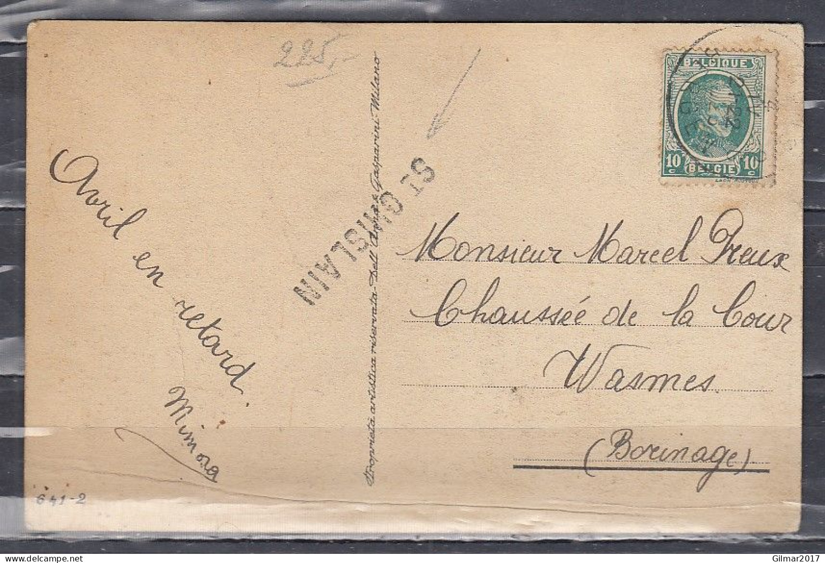 Postkaart Van Mons Bergen Naar Wasmes Met Langstempel St Ghislain - Linear Postmarks