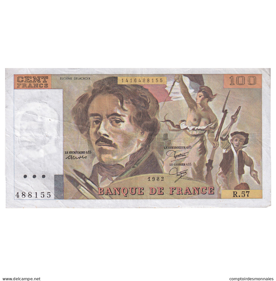 France, 100 Francs, Delacroix, 1982, R.57, TTB, Fayette:69.06, KM:154b - 100 F 1978-1995 ''Delacroix''