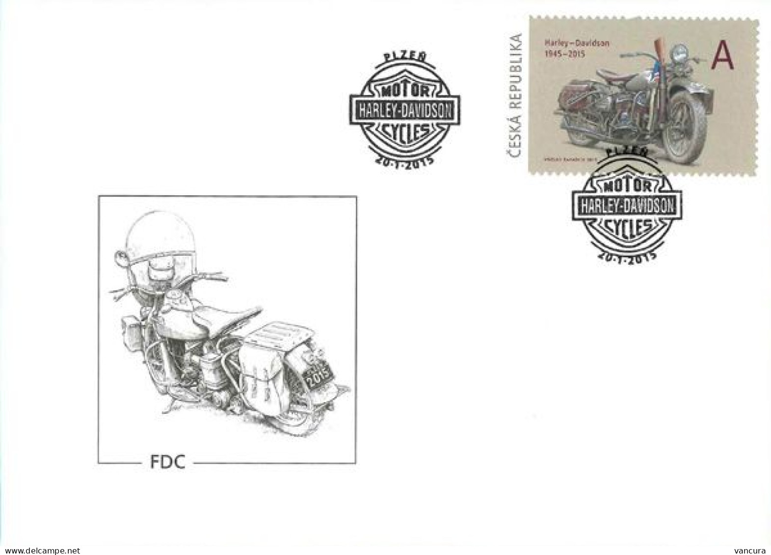 FDC 835 Czech Republic Harley Davidson 2015 Motorbike Motorcycle - Motos