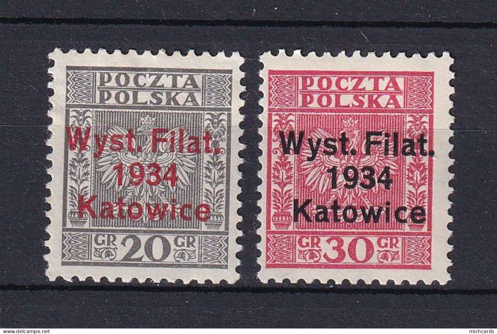 POLOGNE 1934 - Y&T 373A/B Surcharge - Neuf * (MLH) Avec Trace De Charniere - Neufs