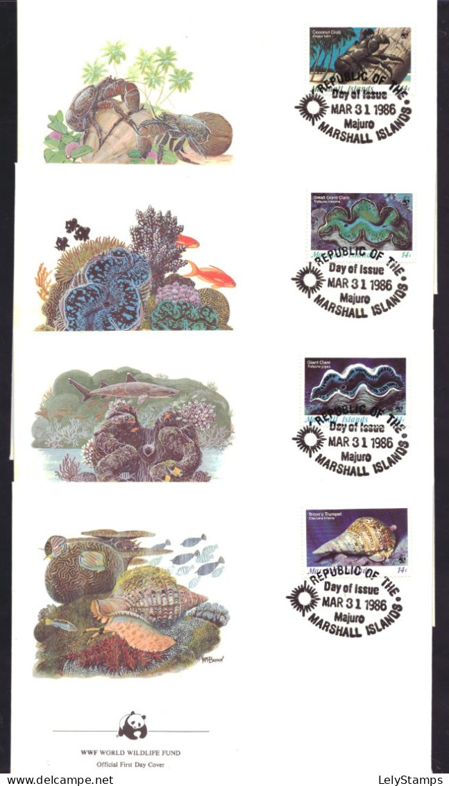 Marshall Islands 73 T/m 76 FDC WWF WNF Animals Nature (1986) - Marshall