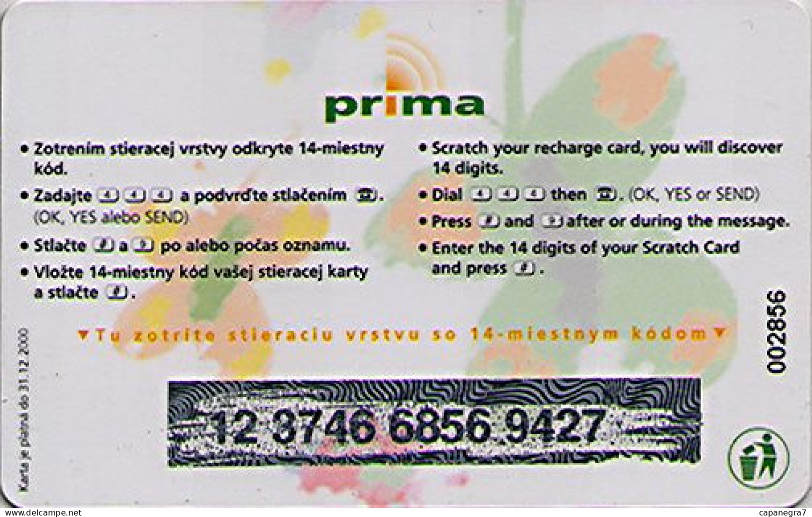 Nokia 6110 Phone, Globtel GSM Slovakia, Validity 31.12.2000, Card Numbers From  From Bottom To Top, Slovakia - Slovacchia