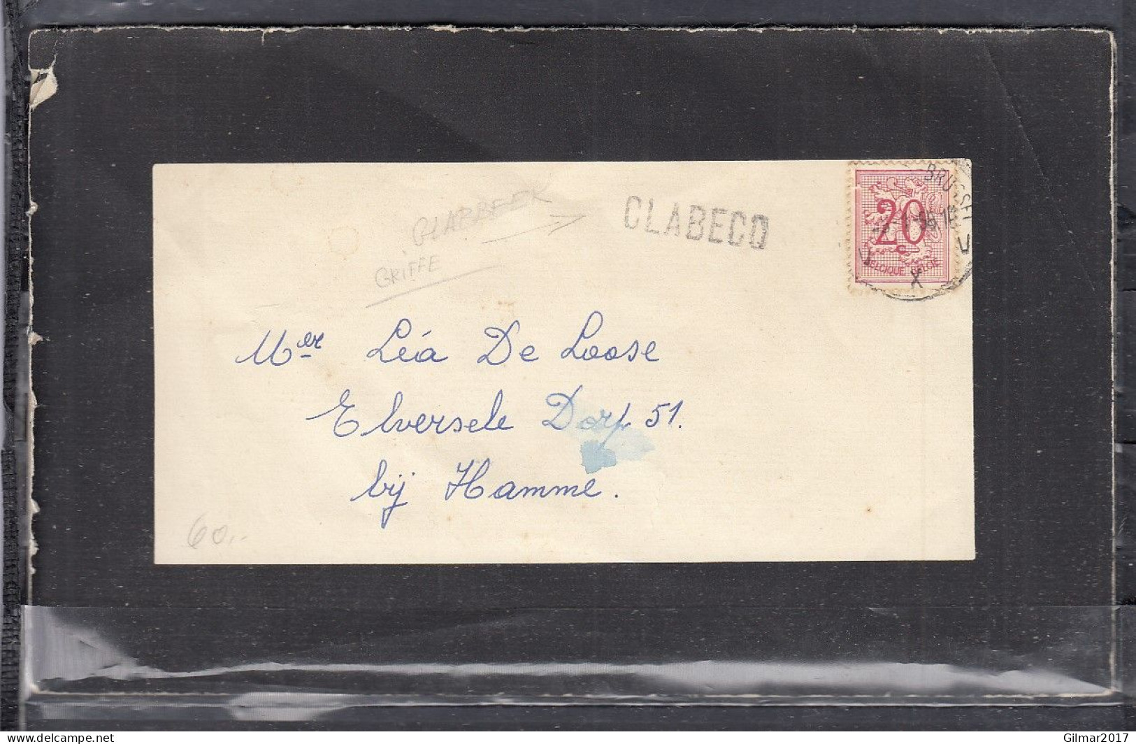 Brief Van Bruxelles-Brussel VXV Naar Hamme Met Langstempel CLABECQ - Linear Postmarks