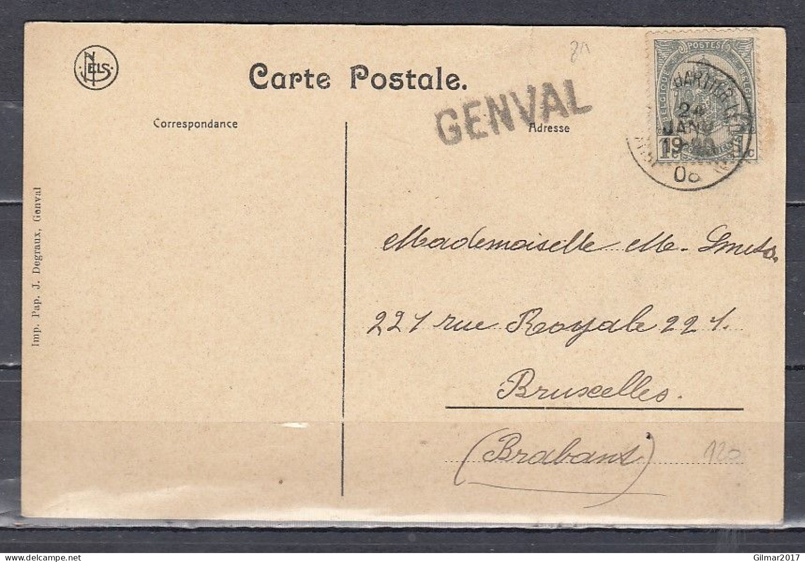 Brief Van Bruxelles (Chartier Leopold) Naar Bruxelles Met Langstempel GENVAL - Linear Postmarks