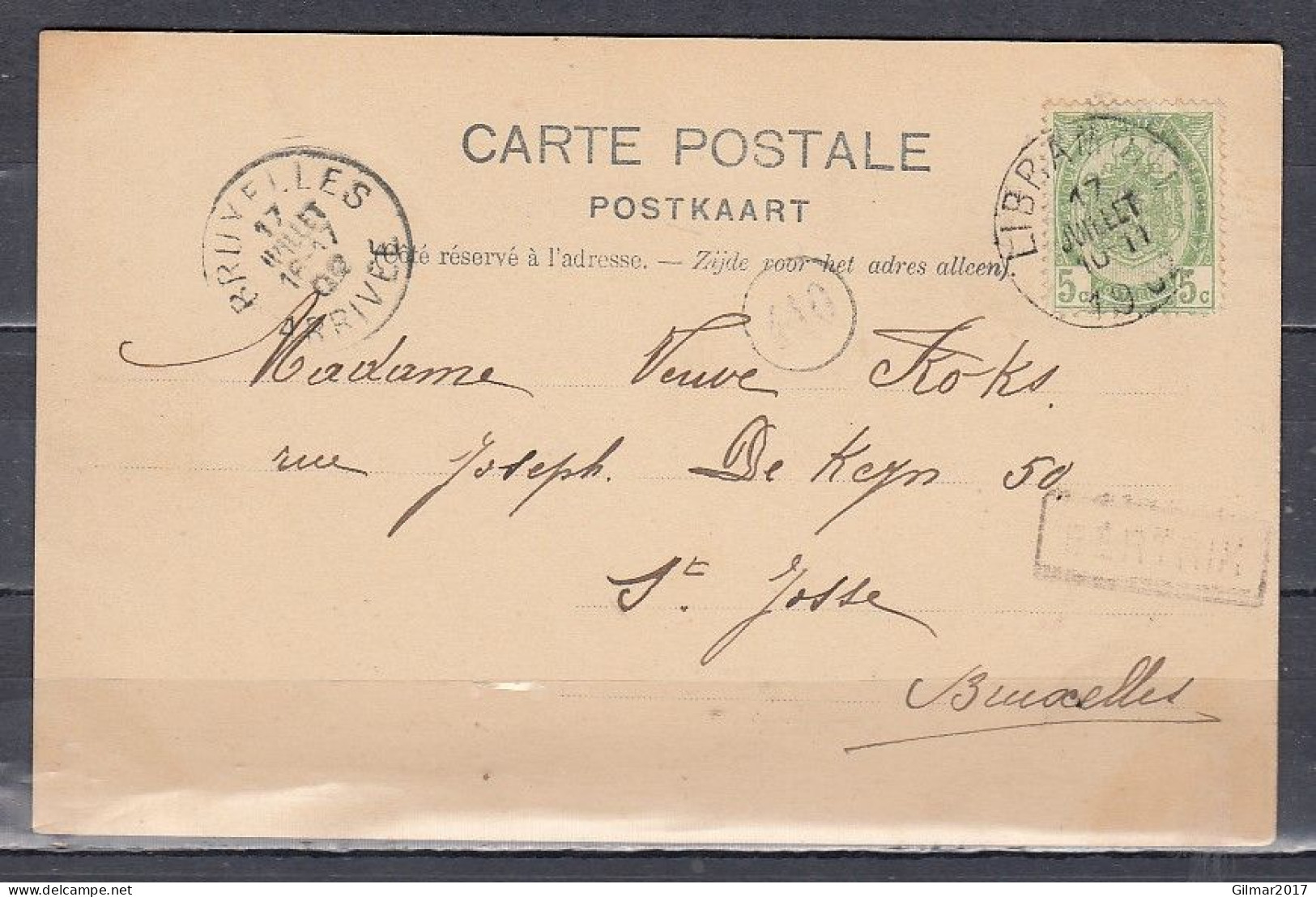 Postkaart Van Libramont Naar St Josse Bruxelles Met Langstempel BERTRIX - Linear Postmarks