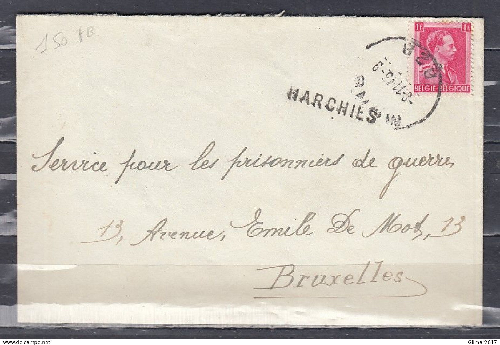 Brief Van Mons Naar Bruxelles Met Langstempel HARCHIES - Linear Postmarks