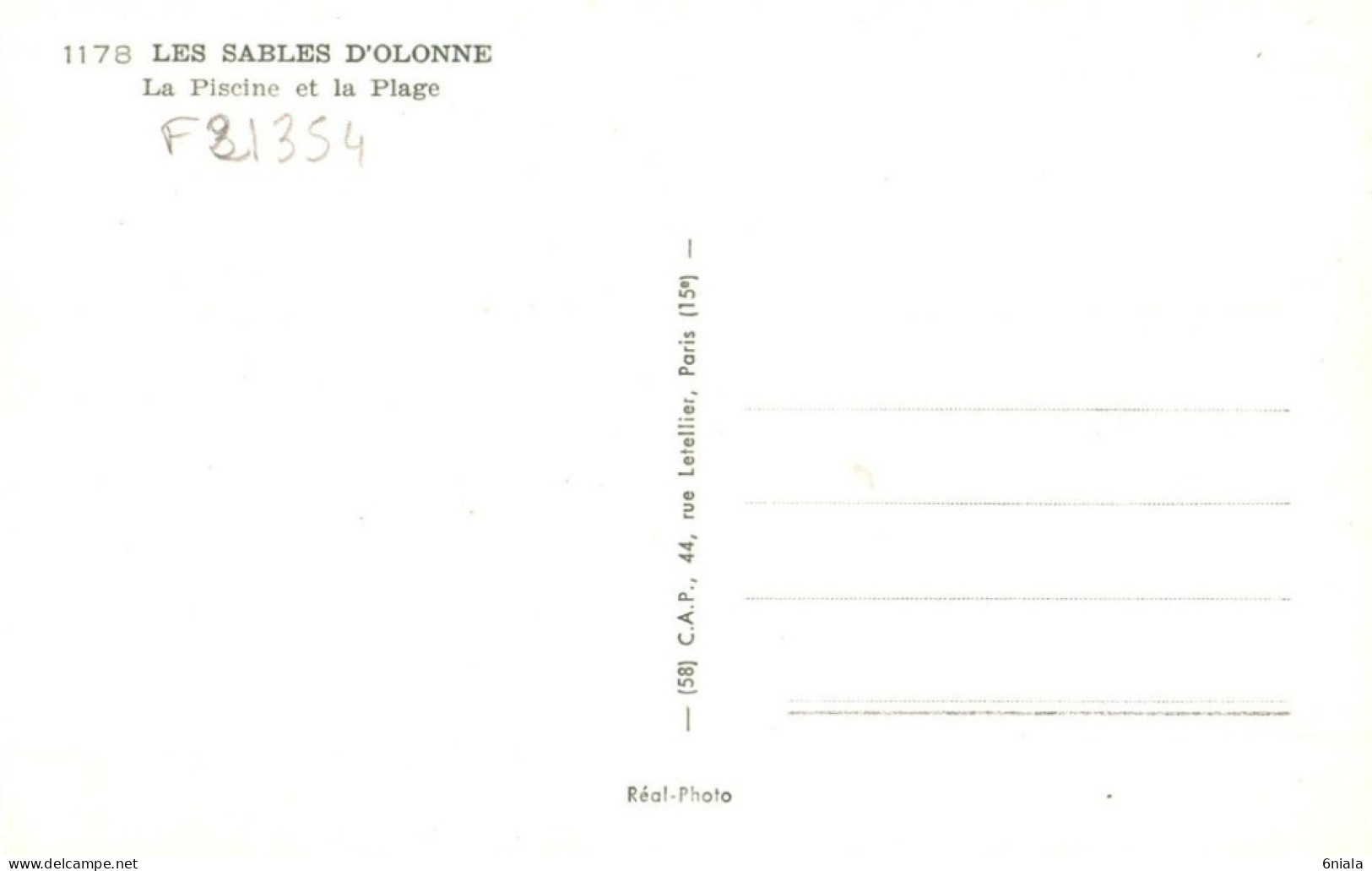 F 21354 LES SABLES D OLONNE La Piscine Et La Plage    (2 Scans) - Sables D'Olonne