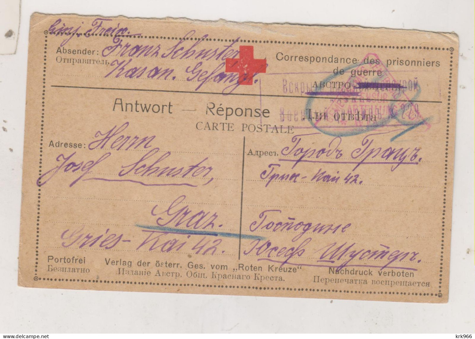 RUSSIA, 1917  POW Postal Stationery To  AUSTRIA - Storia Postale