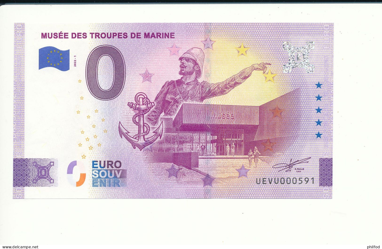 Billet Touristique  0 Euro  - MUSEE DES TROUPES DE MARINE - 2022-1 -  UEVU -  N° 591 - Altri & Non Classificati
