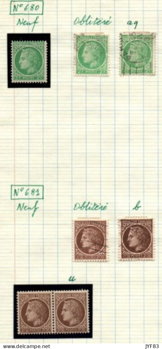 Ceres Mazelin Neufs Et Oblitérés De 1945 YT N°680 & 681 - Cartes/Enveloppes Réponse T