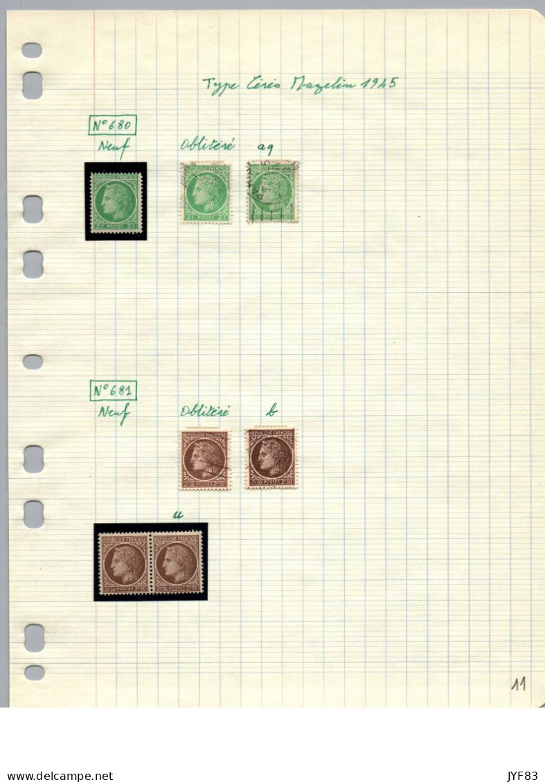 Ceres Mazelin Neufs Et Oblitérés De 1945 YT N°680 & 681 - Cartes/Enveloppes Réponse T