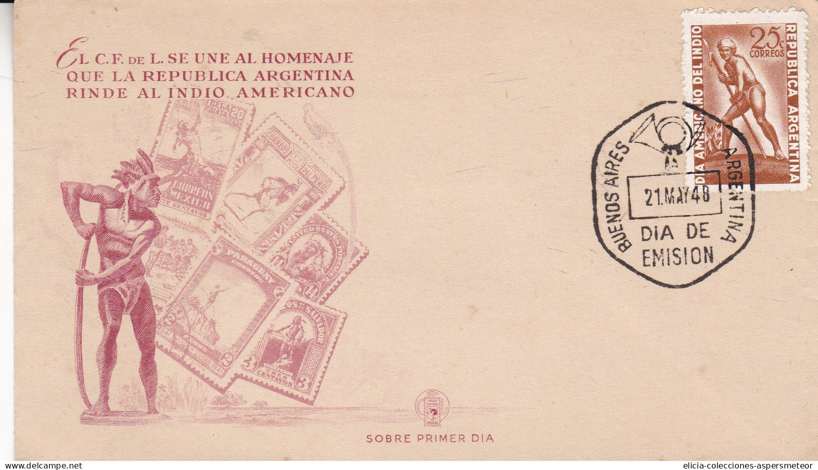 Argentina - 1948 - FDC - American Day Of The Indian. -  Caja 30 - FDC