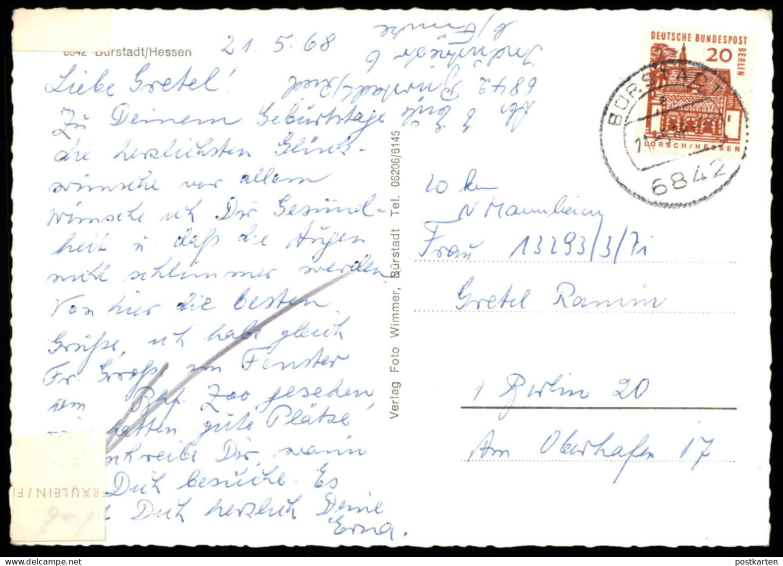 ÄLTERE POSTKARTE GRÜSSE AUS BÜRSTADT VFR STADION OBERSCHULTHEISS-SCHREMSER-STRASSE FREIBAD Ansichtskarte AK Postcard Cpa - Buerstadt