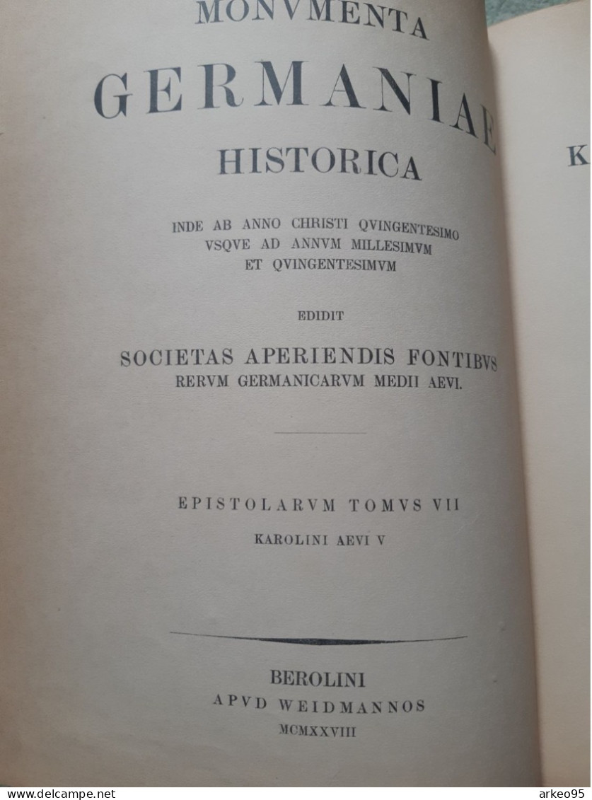 Monumenta Germaniae Historica, Epistolae VII, Karolini Aevi V, 1928, Lettres Du Pape Jean VIII - Alte Bücher