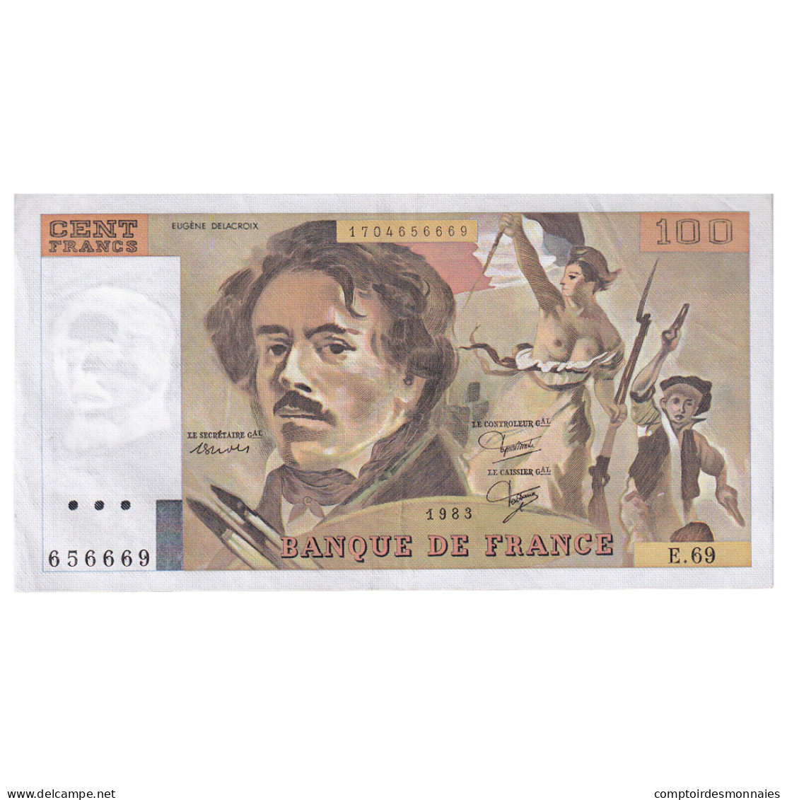 France, 100 Francs, Delacroix, 1983, E.69, SUP, Fayette:69.07, KM:154b - 100 F 1978-1995 ''Delacroix''