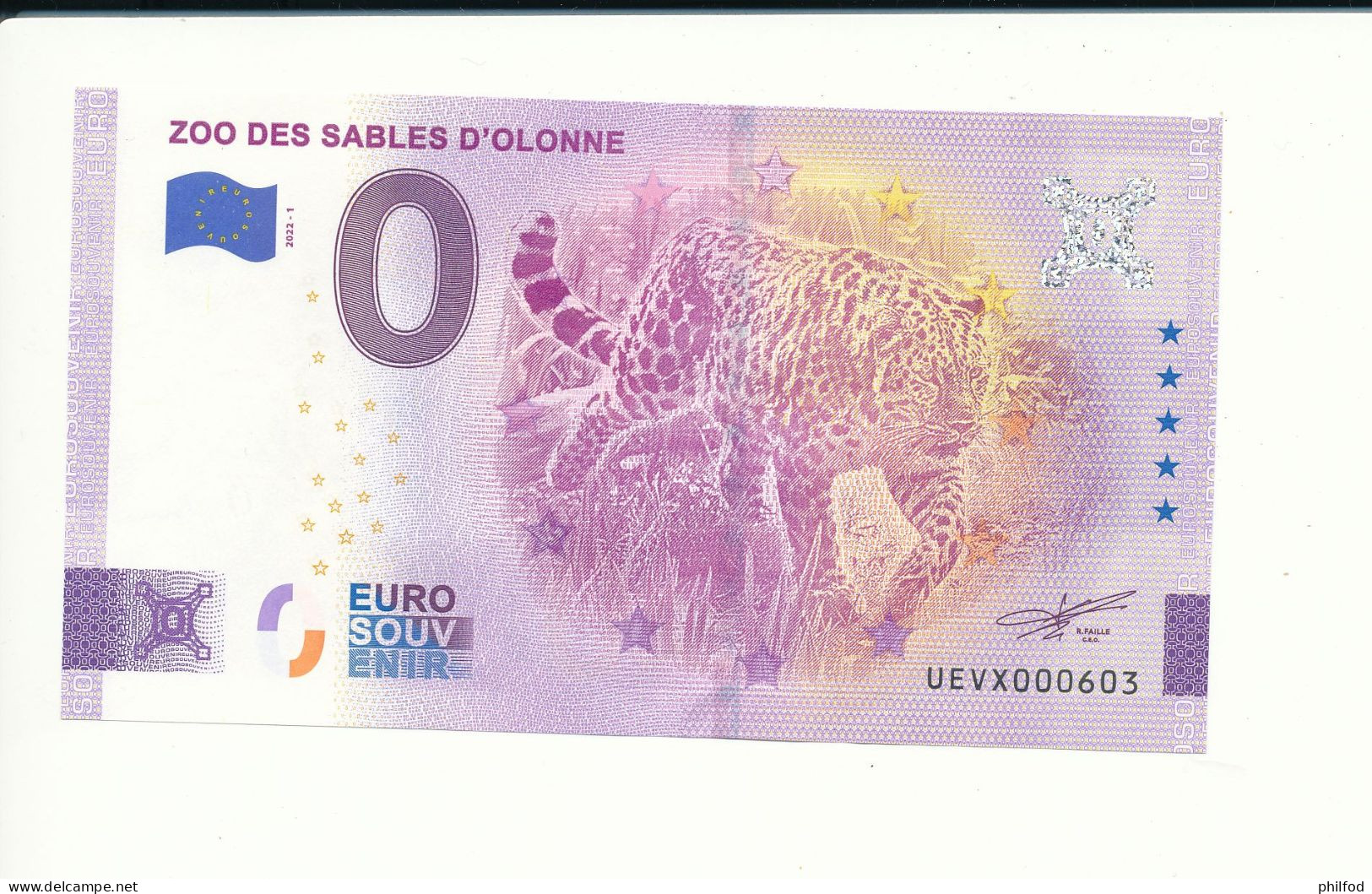 Billet Touristique  0 Euro  - ZOO DES SABLES D'OLONNE - 2022-1 -  UEVX -  N° 603 - Other & Unclassified