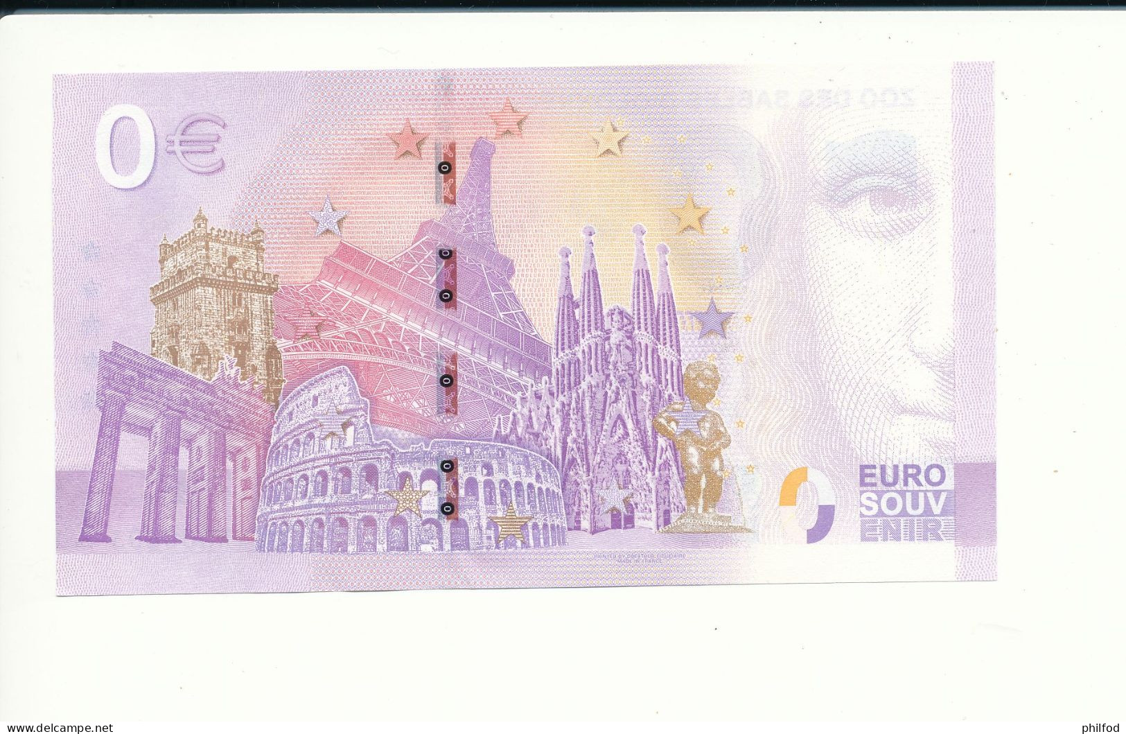 Billet Touristique  0 Euro  - ZOO DES SABLES D'OLONNE - 2022-1 -  UEVX -  N° 603 - Altri & Non Classificati