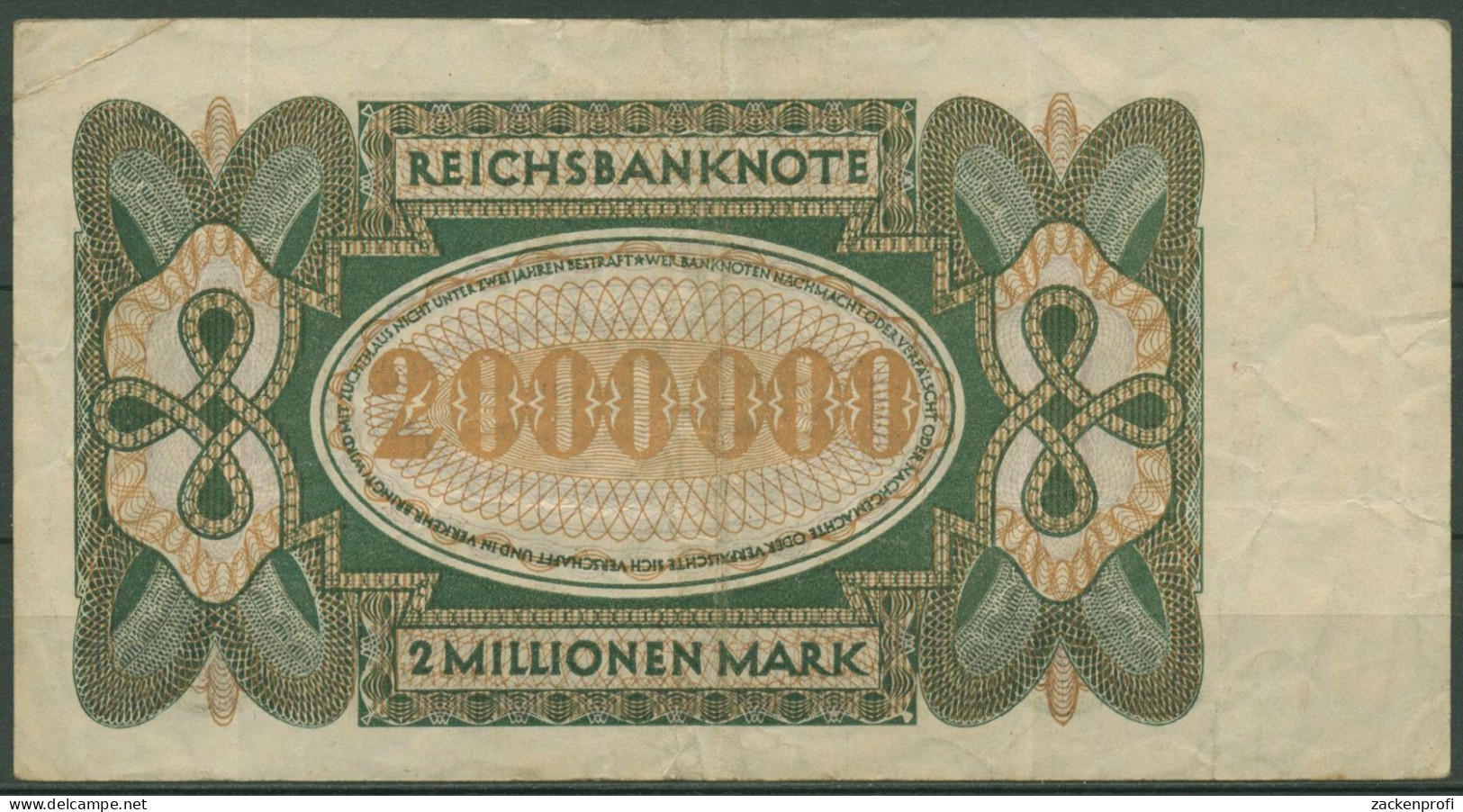 Dt. Reich 2 Millionen Mark 1923, DEU-101a, Gebraucht (K1332) - 2 Millionen Mark