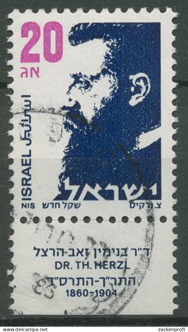 Israel 1986 Theodor Herzel 1021 Y Mit Tab 1 Phosphorstreifen Gestempelt - Gebruikt (met Tabs)