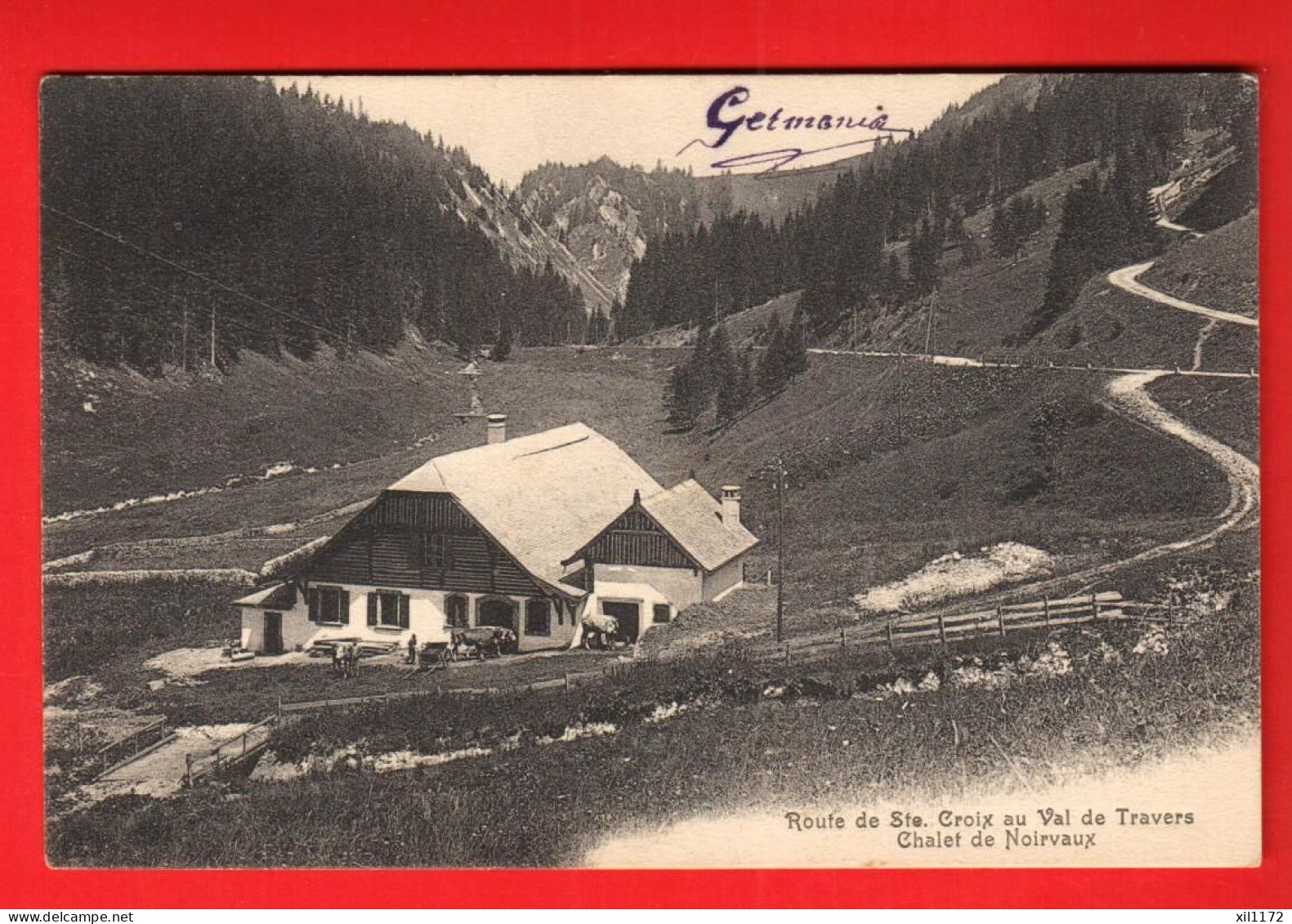 XZM-22  Route De Sainte-Croix Au Val-de-travers, Chalet De Noirvaux. Alpage Jura NE. Cachet 1907 Deriaz 730 - Val-de-Travers