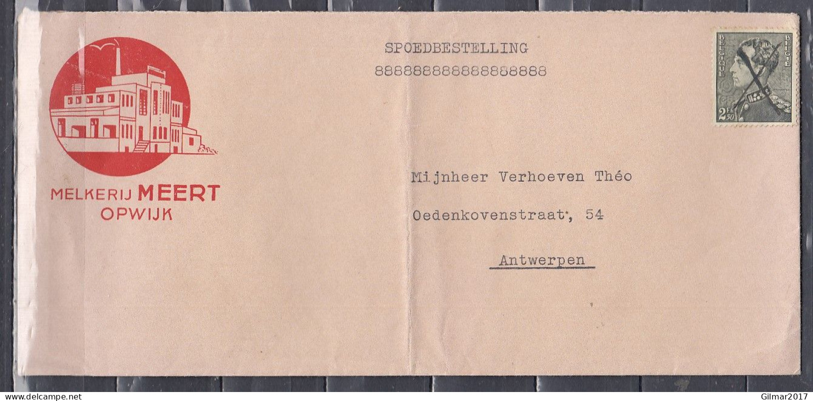 Spoedbestelling Brief Van Melkerij Meert Opwijk Naar Antwerpen - 1936-51 Poortman