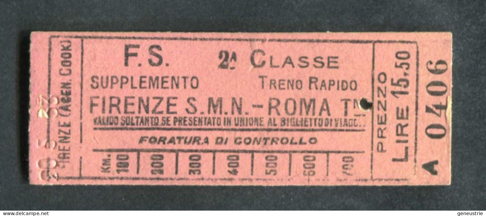 Ticket De Train 1933 "Florence - Rome (Firenze -> Roma) 2e Classe - Italie - Europe