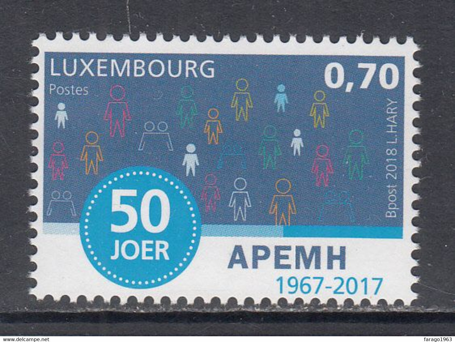 2018 Luxembourg APEMH Parents Of Mentally Handicapped Health Complete Set Of 1 MNH @ Below Face Value - Nuevos