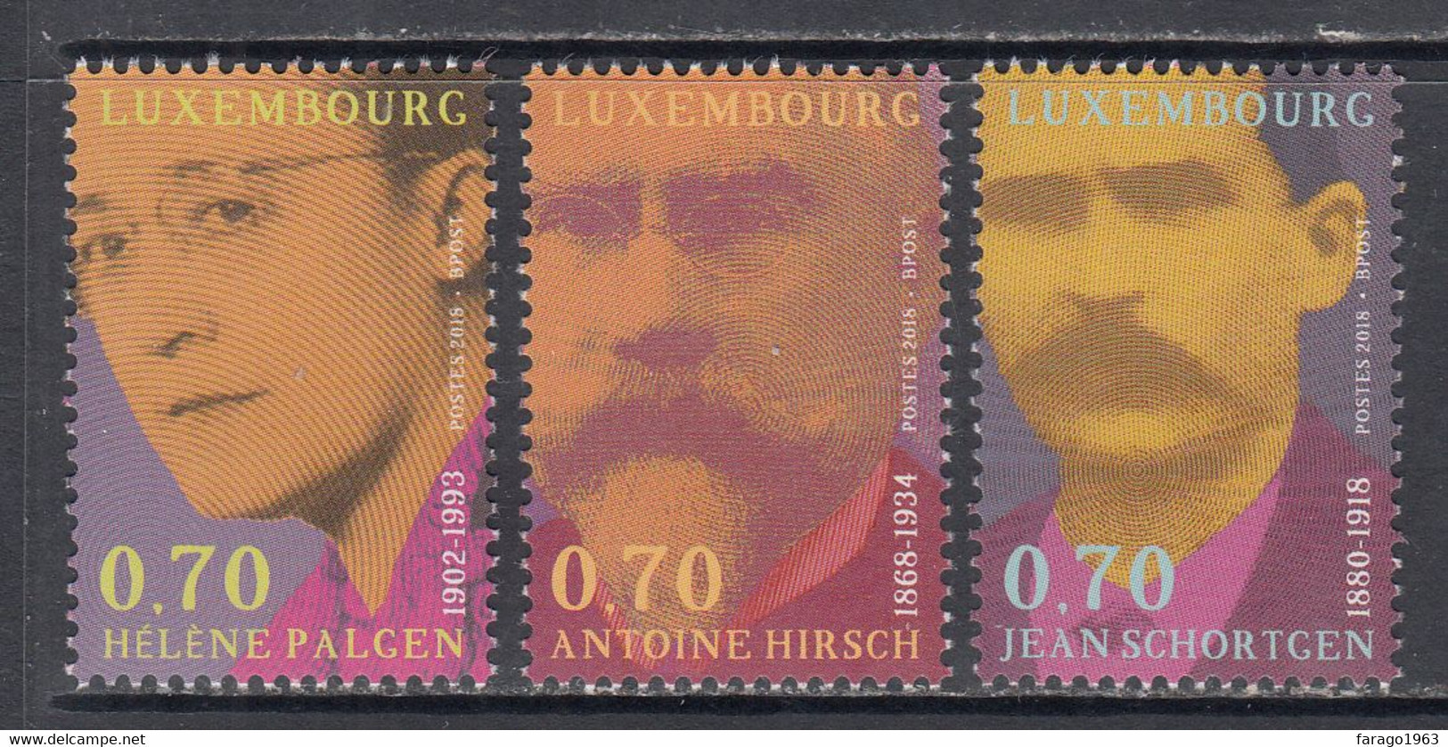 2018 Luxembourg Famous People Complete Set Of 3 MNH @ Below Face Value - Neufs