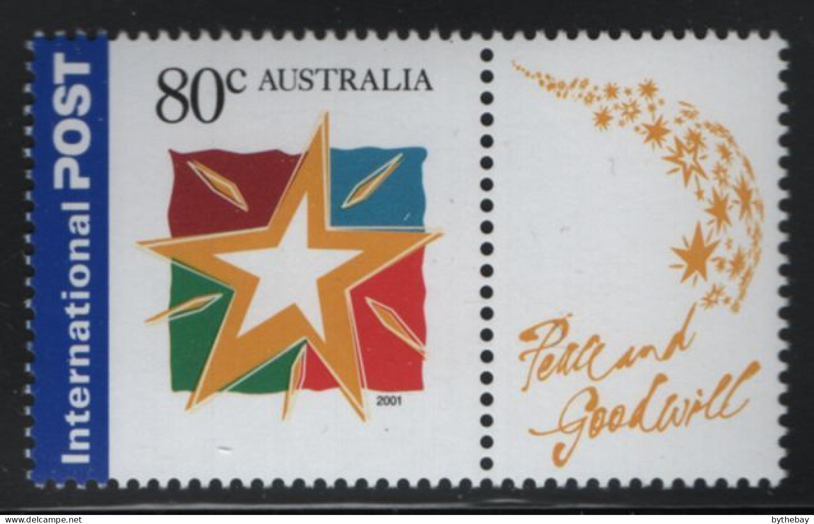 Australia 2001 MNH Sc 2001 80c Christmas Star + Label - Mint Stamps