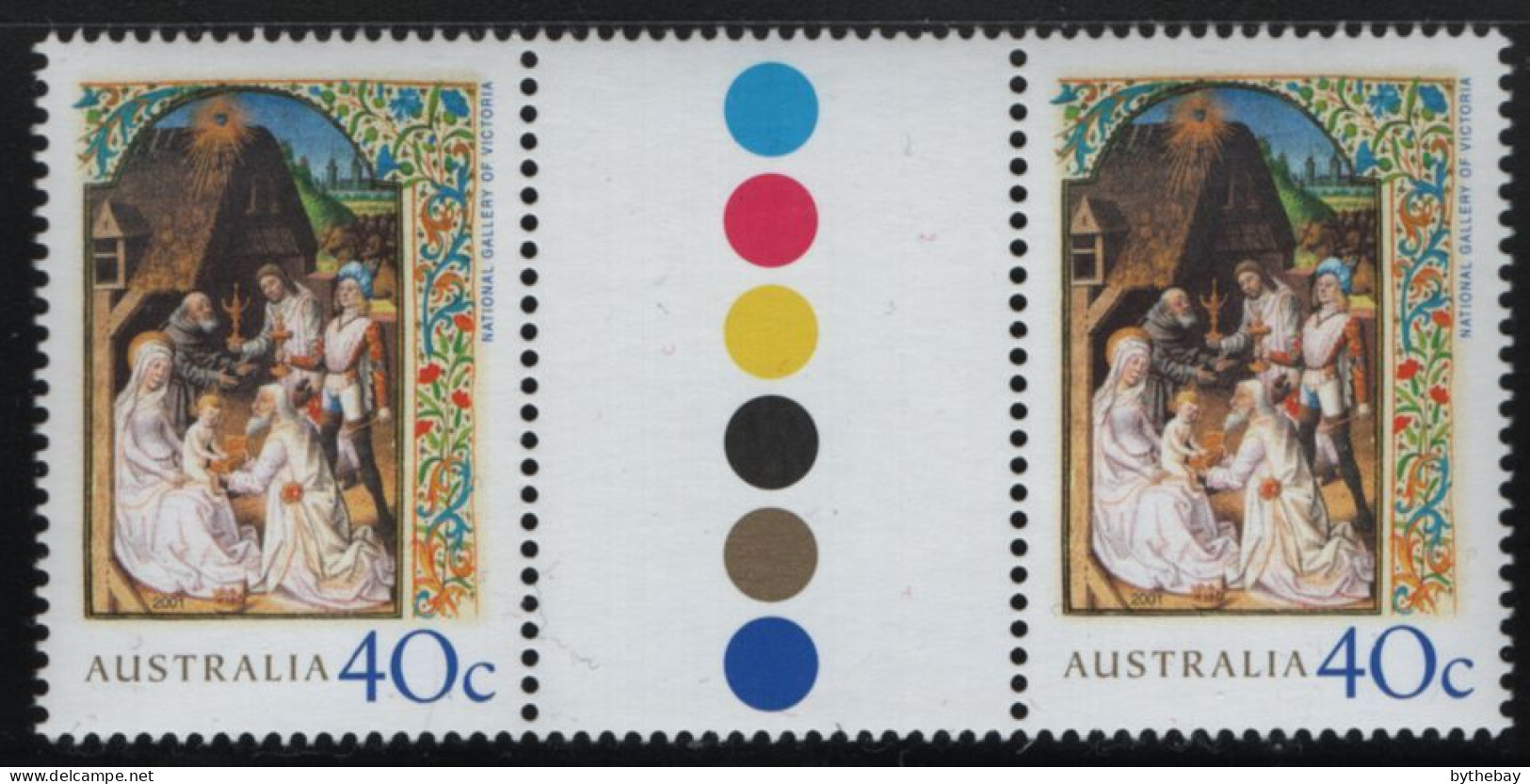 Australia 2001 MNH Sc 2018 40c Adoration Of The Magi Christmas Gutter - Mint Stamps